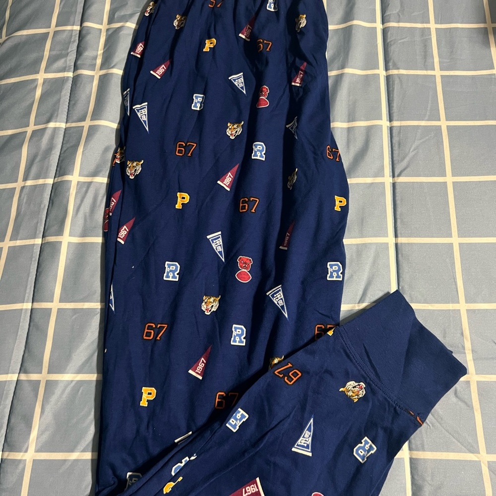 Navy Blue Patterned Pajama Pants